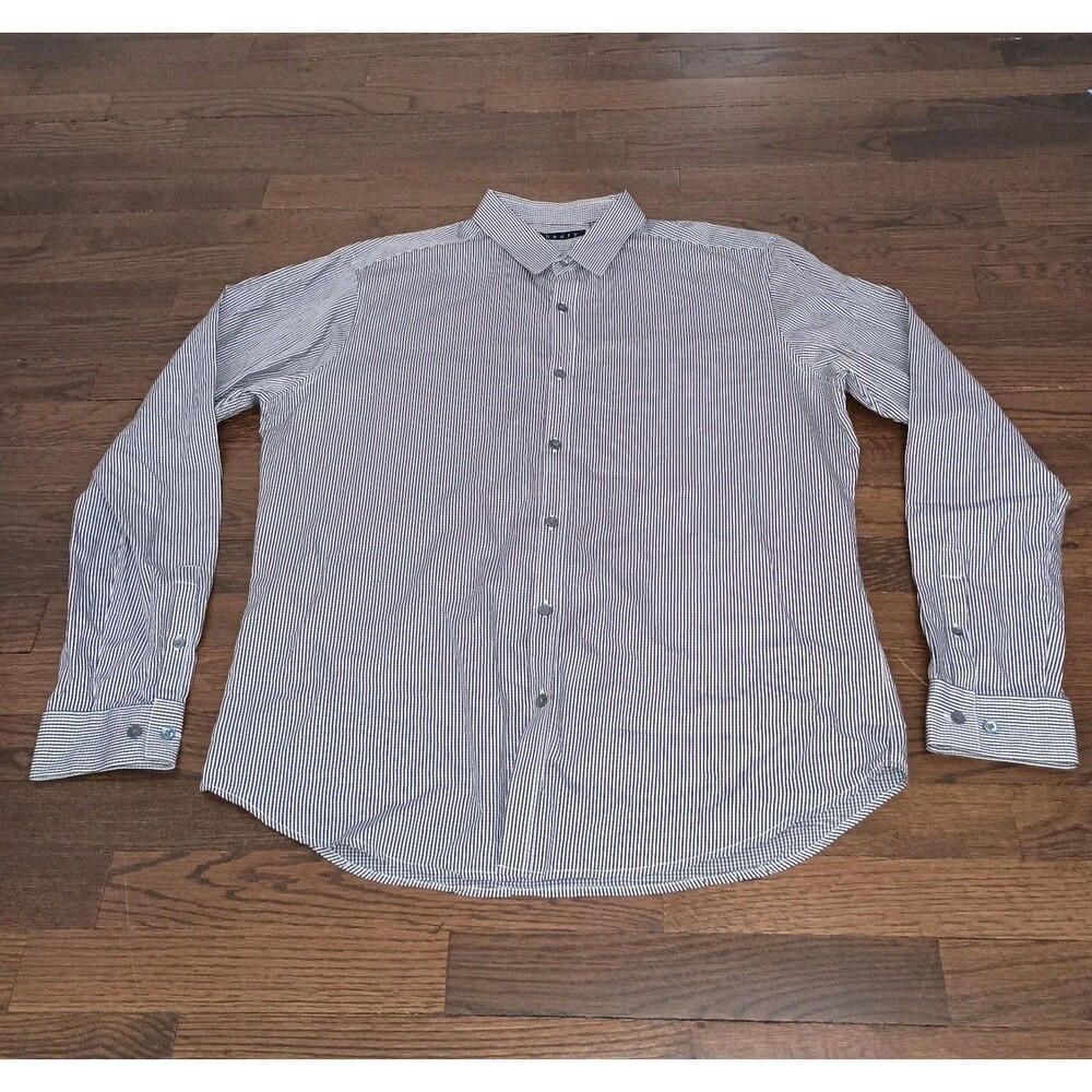 Theory Shirt Mens Large Long Sleeve Plaid Button Front Black Red White